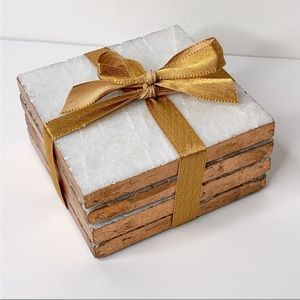 Copper colored corner coasters